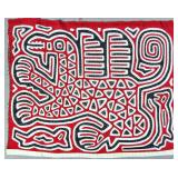 Guna Mola Panel Dragon with Geometric Body and Fish Motifs