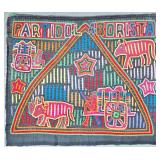 Guna Mola Panel Political Mola Panel with Ox Cart and Driver