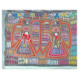 Guna Mola Panel Ceremonial Figures with Two Thunderbirds