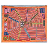 Guna Mola Panel Spirit Face with Radiating Labyrinth