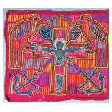 Guna Mola Panel Cruciform Spirit Figure