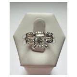14k white gold Fused Engagement Ring & Wedding Band Set