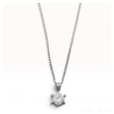Diamond Solitaire Pendant Necklace D0.36ct Pt850 18KWG