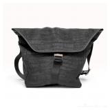 Fendi Black Embossed Textile Messenger Bag