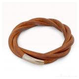 Hermes Leather Tornado Bangle Bracelet