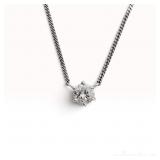 1.03 Carat Diamond and Pt850 Platinum Solitaire Pendant Necklace