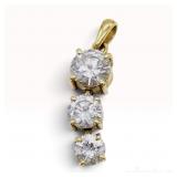 1.00 Carat Three Stone Graduated Diamond Journey Pendant in 18K Yellow Gold