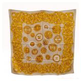 Chanel Vintage Gold-Tone Jewelry and Button Motif Silk Scarf
