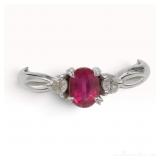 Platinum Oval Ruby and Diamond Accent Ring