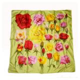 Vintage Gucci Silk Rose Pattern Pocket Square Scarf