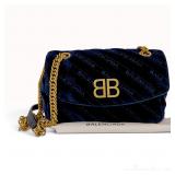 Balenciaga BB Round Quilted Velvet Shoulder Bag