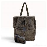 Chanel Rabbit Fur and Suede Tote Bag with Matching Pouch