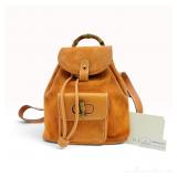 Gucci Mini Bamboo Suede Backpack in Terracotta