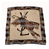 Yves Saint Laurent Silk Leopard Print and Monogram Carre Scarf