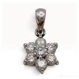 Diamond Pt850 Platinum Floral Cluster Pendant