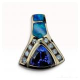 Le Vian 14k Diamond, Tanzanite, and Opal Pendant