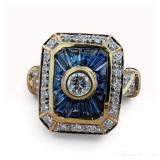 18k Diamond and Sapphire Ring