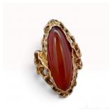 14k Brutalist Carnelian Ring