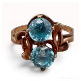 10k Yellow Gold Blue Zircon Ring