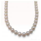 Single Strand Semi-Round Cultured Pearl Necklace with Silver Clasp