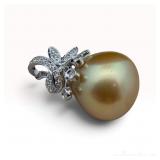 18k White Gold South Sea Pearl Diamond Pendant