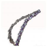 10k White Gold Amethyst and Topaz Bracelet