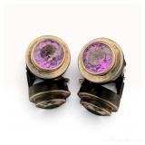 English Made Sterling Silver W/ Amethyst Earrings