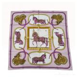Hermes Grand Apparat Silk Scarf in Pink and Lavender