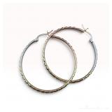 14k Tri-Tone Diamond Cut Hoops