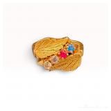 14k Multi-Gem Leaf Ring