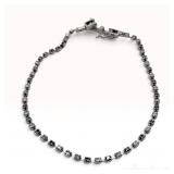 Platinum and 1.00 Carat Total Weight Colorless and Blue Diamond Tennis Bracelet