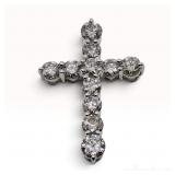 2.19 Carat Natural Diamond and Pure Platinum Cross Pendant Top