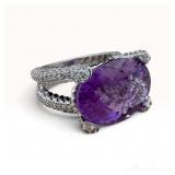 Designer Effy 14k Amethyst Diamond Ring