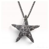 14k White Gold Diamond Star Necklace