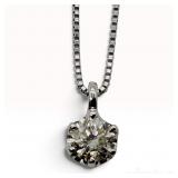 Diamond Solitaire Pendant and Box Chain in Platinum