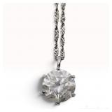 Diamond Solitaire Pendant Necklace in Pt999 and Pt850 Platinum