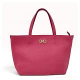 Salvatore Ferragamo Fuchsia Pebbled Leather Gancini Tote Bag