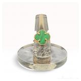 14k Clover Malachite Ring