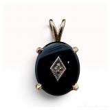 14k Onyx Diamond Pendant