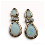10k Natural Opal Diamond Earrings
