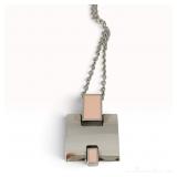 Hermes Irene Pink Enamel and Palladium-Plated Pendant Necklace