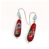 14k Cloisonne Pearl Earrings