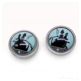 A Pair of Hermes Caleche Enamel Stud Earrings