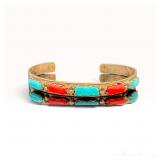 Zuni Native American Turquoise Coral Bracelet