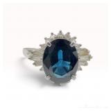 Platinum Blue Sapphire and Diamond Ballerina Cluster Ring 2.89 Carat Sapphire