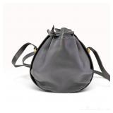 Vintage Gucci Black Grained Leather Drawstring Bucket Bag