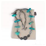Estate Native American Silver Turquoise Necklace