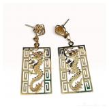 14k Yellow Gold Dragon Earrings