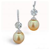 18k South Sea Pearl and Diamond Earrings