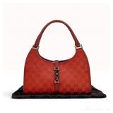 Gucci Red GG Canvas Jackie O Piston Lock Shoulder Bag